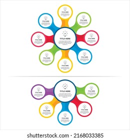 8 Circle Infographics, 5 Circle Infographics with Coloured in vector