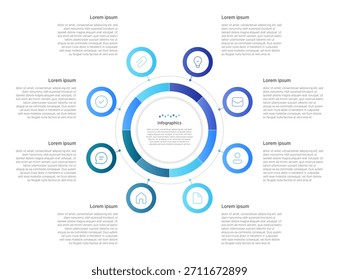 8 circle infographics are visual layouts with eight interconnected or segmented circles, used to depict cycles, steps, processes, or data points in presentations and reports.