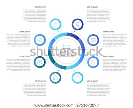 8 circle infographics are visual layouts with eight interconnected or segmented circles, used to depict cycles, steps, processes, or data points in presentations and reports.
