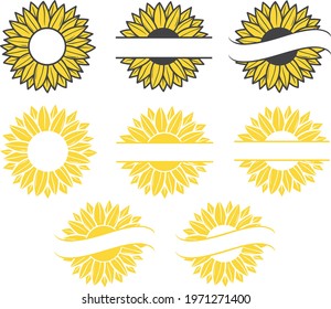 8 circle and split sunflower monogram frames