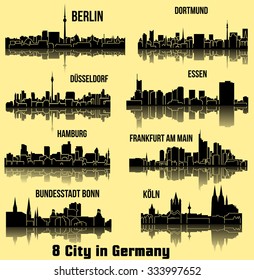 8 city in Germany, Deutschland ( Berlin, Hamburg, Essen, Dusseldorf, Dortmund, Frankfurt am Main, Bonn, Koln )