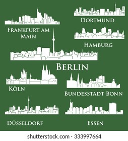 8 city in Germany, Deutschland ( Berlin, Hamburg, Essen, Dusseldorf, Dortmund, Frankfurt am Main, Bonn, Koln )