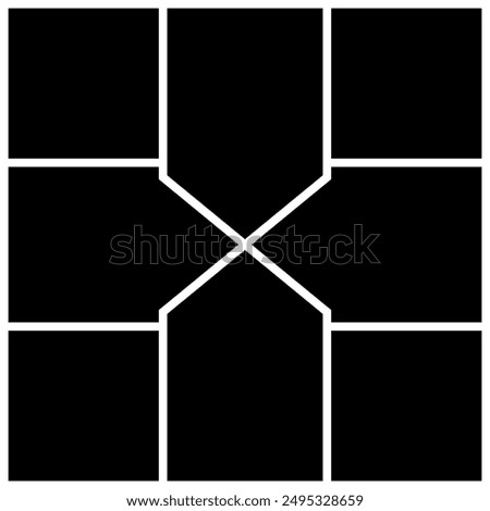 8 Collage photo gird template design, photo empty grid black and white background interior design for family.