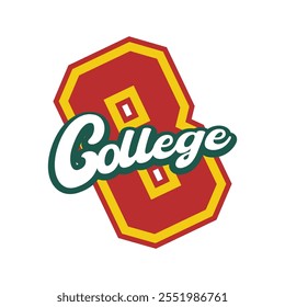 8 College Logo Initial Typography Y2K Logo Patch Apparel Fashion Vector Design K61, Commercial Use