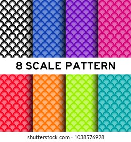 8 color of fish scale pattern background