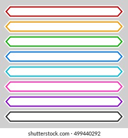 8 color octagonal button /  banner shape. Colorful button, banner, tag, label template for your message