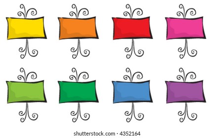 8 colorful easels (vector) - cartoon illustration / left blank for your own message