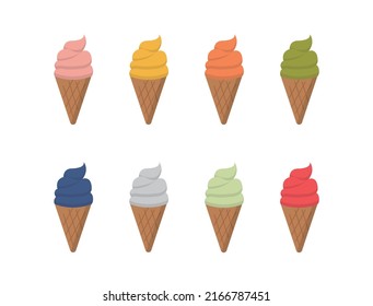 8 Colourful Ice Cream Cones Soft Stock Vector (Royalty Free) 2166787451 ...