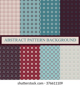 8 Cute different vector seamless patterns (tiling). Blue, red color. Endless texture can be used for sweet romantic wallpaper, pattern fills, web page background, surface textures. Dot shape.
