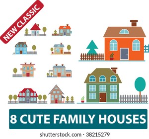 8 Cute Family Houses Vector Stock Vector (Royalty Free) 38215279 ...