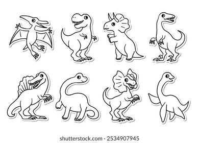 8 Cute sticker style Dinosaurs