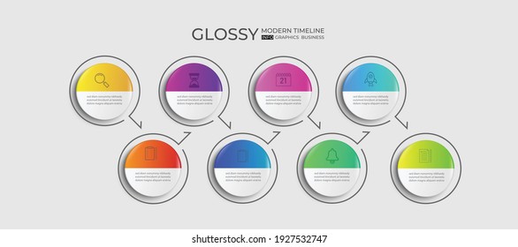 8 Cycle Glossy  with Partition color gradient chart origami paper color info-graphic template for diagram presentation chart and business concept with  element options