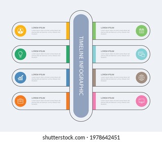 8 data infographics tab paper thin line index template. Vector illustration abstract background. Can be used for workflow layout, business step, banner, web design.