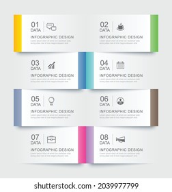 8 data infographics tab paper index template. Vector illustration abstract background. - Shutterstock ID 2039977799