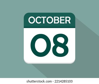 8 day calendar icon for october. Vector for october month and week day on light background
