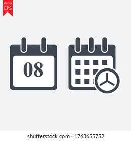 8 days event web icon, calendar icon.Calendar vector icon. Date and day, month.