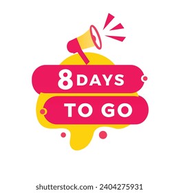 8 días para ir a la cuenta regresiva. Icono de diseño de etiquetas modernas. Vector de anuncio de venta de tiempo de recuento de ofertas.