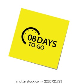 8 days to go sign label vector art illustration yellow black color