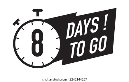 8 days to go timer vector symbol black color