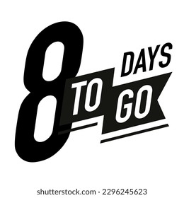 8 days to go timer vector label black color