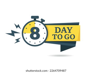 8 days left icon in flat style. Offer countdown date number vector illustration on isolated background. Sale promotion timer sign business concept.