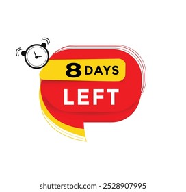 8 days left, sale web banner countdown promo deal timer template. vector illustration design.