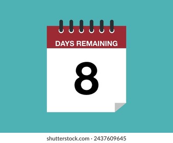 Quedan 8 días. Días de calendario restantes, contador de tiempo
