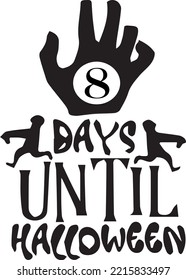 8 days until Halloween, simple design made in black with some specific elements on it 