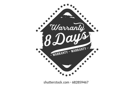 8 days warranty icon vintage rubber stamp guarantee