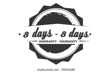 8 days warranty icon vintage rubber stamp guarantee