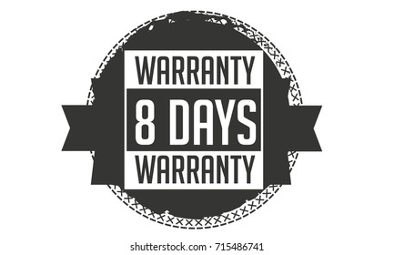 8 days warranty icon vintage rubber stamp guarantee