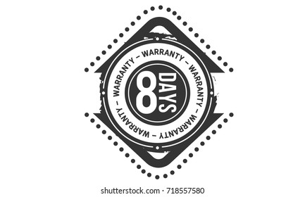 8 days warranty icon vintage rubber stamp guarantee