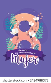 "8 de marzo feliz día de la mujer" means 8 march, happy women's day card