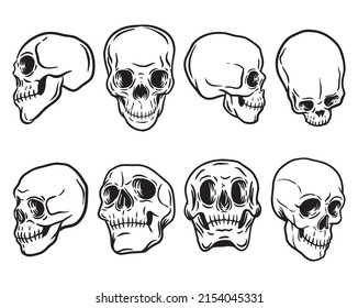 8 Deadly Skull Hand Drawn Illustration