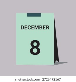 8 Dezember Kalender Datum Symbol minimalen Schreibtisch Kalender Vektorgrafik