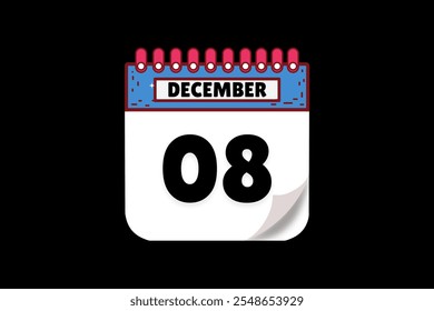 8 dezembro calendário ícone página de texto mensal web design em branco, marrom, coral e preto fundo vetor, ícone, ou ilustração com o mês de dezembro 8
