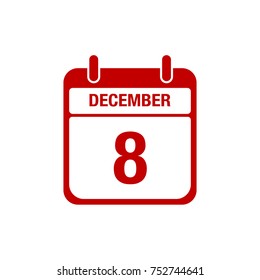 8 december calendar red icon