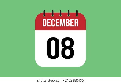 8 December Calendar. December Calendar Vector.