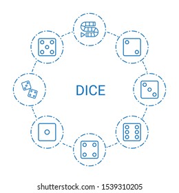 8 dice icons. Trendy dice icons white background. Included outline icons such as dice game, Dice. icon for web and mobile.