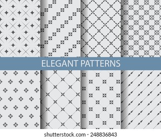 8 different classic black and white seamless patterns. Endless texture can be used for wallpaper, pattern fills, web page background,surface textures.