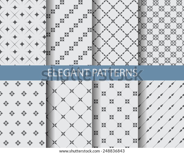 8種類のクラシックな白黒のシームレスなパターン 無限のテクスチャーは 壁紙 パターン塗り ウェブページの背景 表面のテクスチャーに使用できます のベクター画像素材 ロイヤリティフリー
