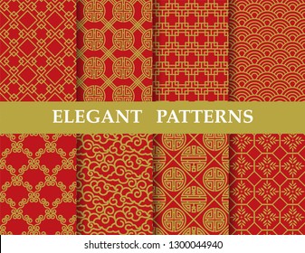 8 elegantes patrones clásicos sin costura. Se puede utilizar textura sin fin para papel pintado, rellenos de patrones, fondo de página web, texturas de superficie, mosaico, tarjeta de felicitación, libro de texto, fondo