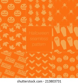 8 different Halloween seamless patterns