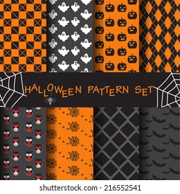 8 different halloween vector seamless patterns. Endless texture can be used for wallpaper, pattern fills, web page,background,surface