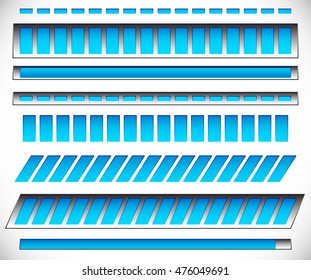 8 different horizontal,  level / progress indicators, meters