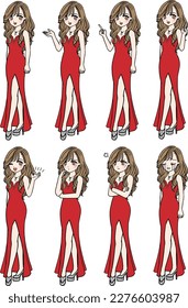8 azafatas de vestir rojas diferentes (cuerpo completo)