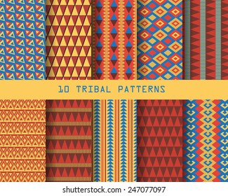 8 different tribal seamless patterns,  geometric design, Pattern Swatches, vector, Endless texture can be used for wallpaper, pattern fills, web page,background,surface