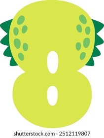 8 Ilustración vectorial de dígitos de estilo dinosaurio