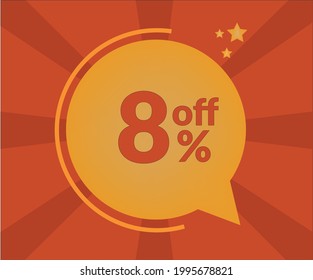 8% discount floating balloon art. Vectorized discount banner