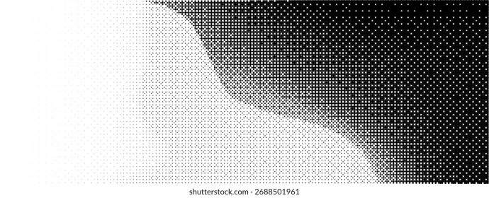 8 pontilhamento bit com padrão gradiente e bg preto para bitmap fundo de jogo. Efeito de fundo de pixel fade e papel de parede com ilustração lado a lado e sobreposição de vídeo. Gradação cômica e geométrica